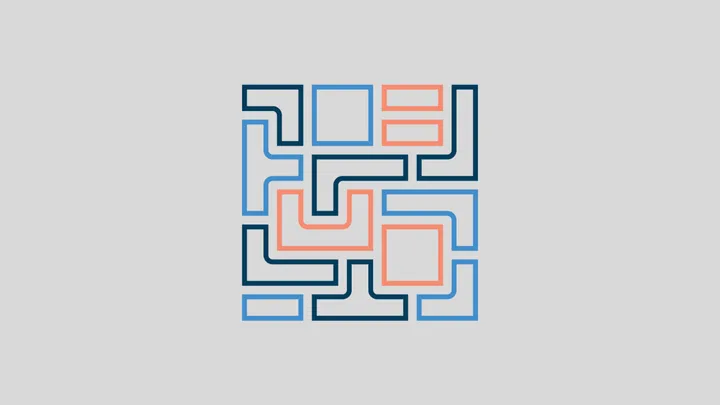 Interlocking rectangular pieces fitting together